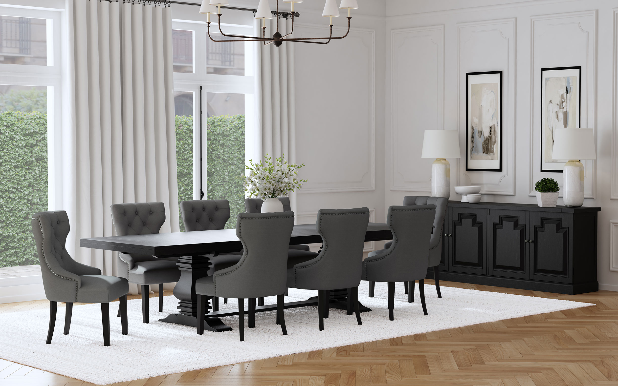 Formal Gray Dining Suite