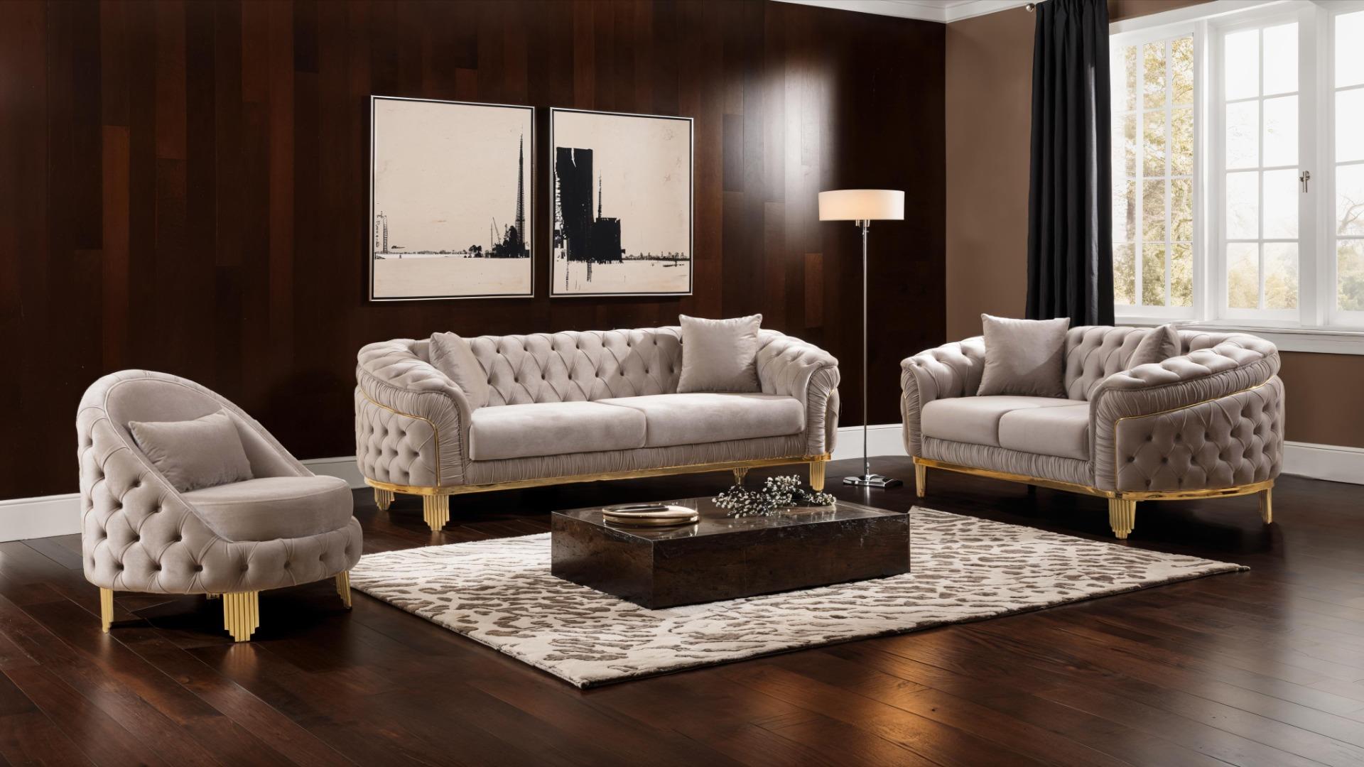 G804 Navy Tufted Sectional